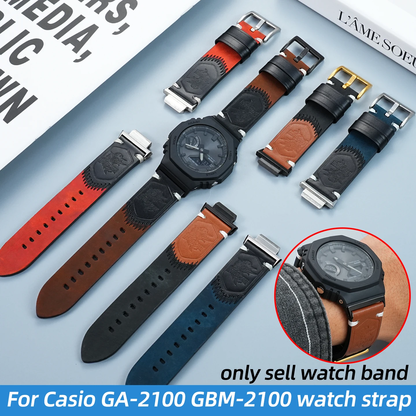 

GA2100 Ретро ремешок для часов из воловьей кожи для Casio G-SHOCK GA-2100 2110 GBM-2100 модифицированный браслет из натуральной кожи мужской ремешок аксессуары