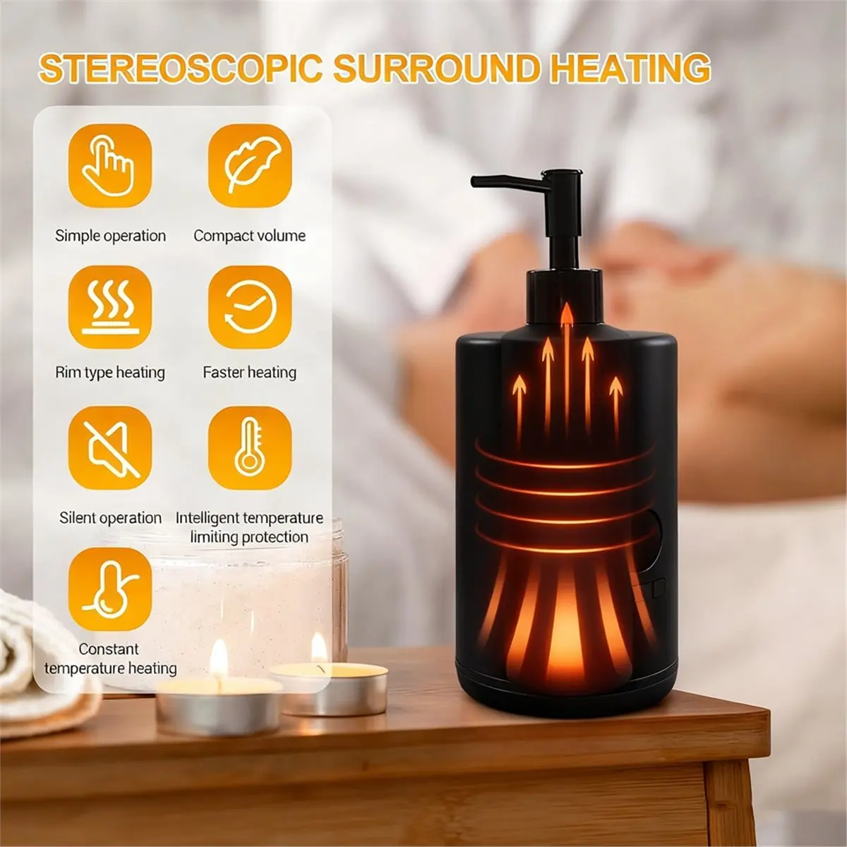 ABUA Oil Warmer for Scented Oil,Massage Oil Warmer for Massage, Lotion Oil Warmer, Body Oils Heater for Spa, Salon EU Plug