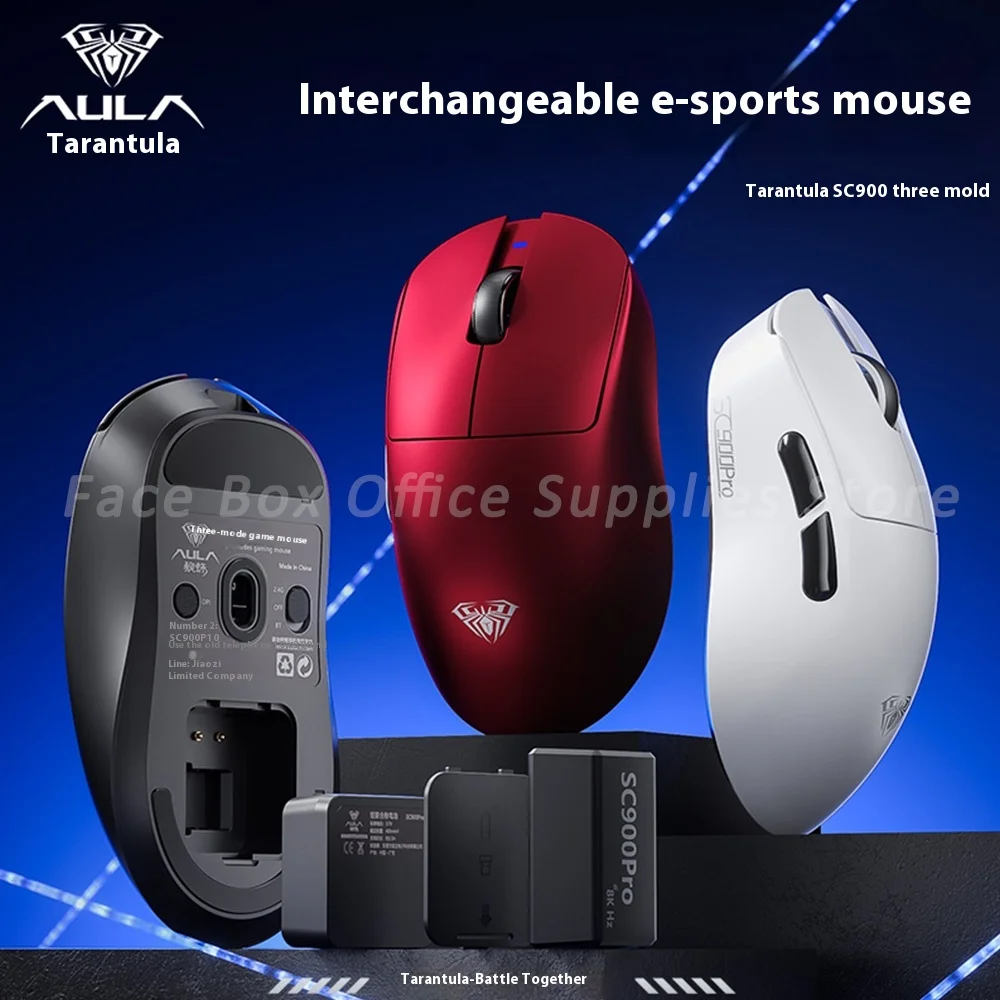 AULA Sc900 Mosue Tri Mode 50 г легкая Paw3950 двойная 8k 2,4 г/Bluetooth/проводная мышь для киберспорта 400 мАч для ПК аксессуар по индивидуальному заказу