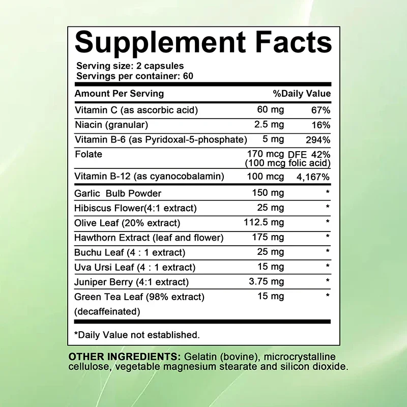 Bloeddrukondersteuning - Ondersteuning van de bloedstroom, spijsvertering, verbetering van de hart- en vasculaire gezondheid, immuunsysteem - 120 capsules ﻿