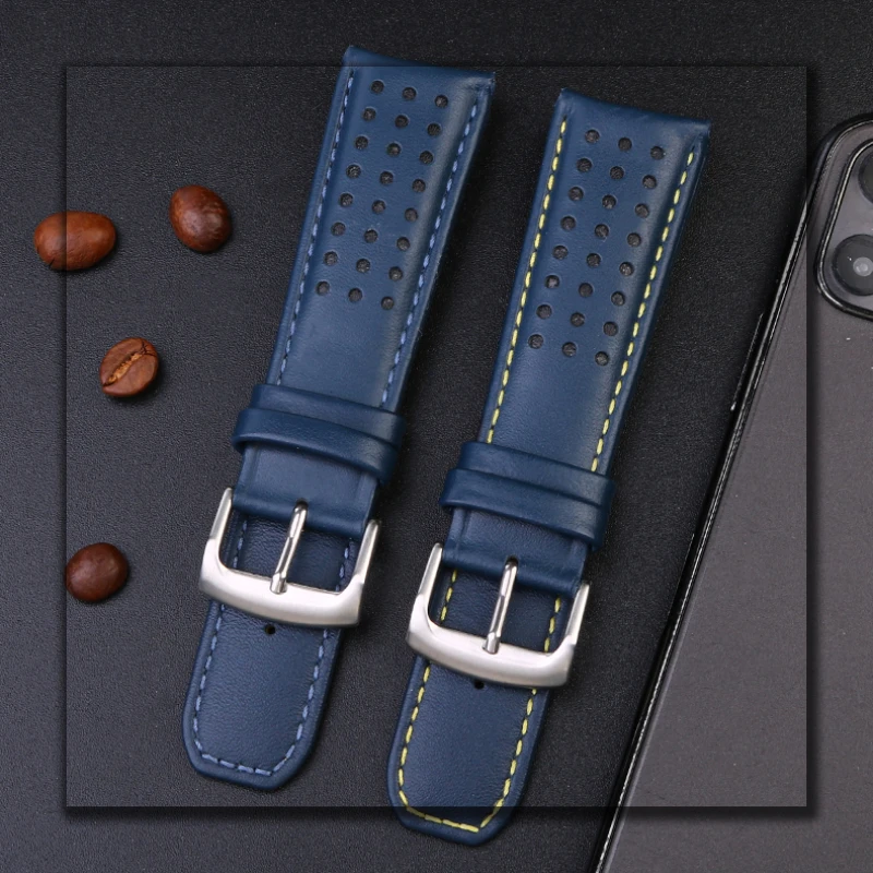 Genuine Leather Watch Strap For Citizen Blue Angel AT8020-54L/AT8020-03L JY8078 curved end Cowhide Men soft watchband 22mm 23mm