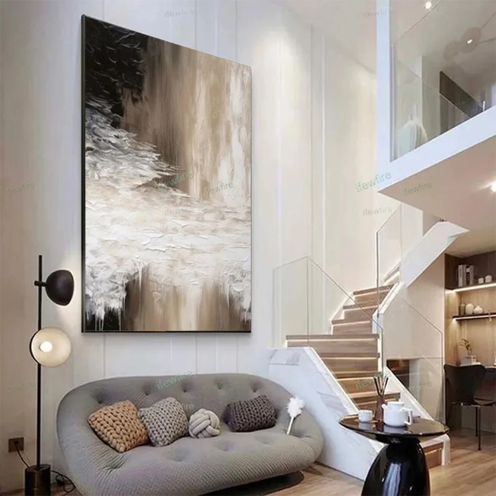 Home Decor Pattern Nordic Hand-Painted Abstract Oil Paintings Beautiful Line Texture Canvas Image Modern Salon Wall Art Poster