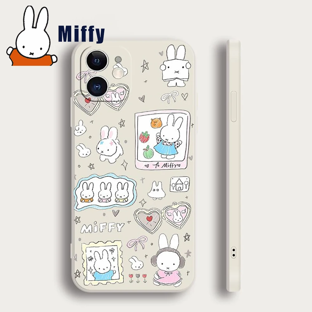 Kawaii Miffy Iphone XS/XR/11/12/13/14/15/16ProMax чехол для телефона с милым мультяшным кроликом защитный чехол для мобильного телефона подарок для девочки Kawaii Miffy Iphone XS/XR/11/12/13/14/15/16ProMax чехол для телефона с милым мультяшным кроликом защитный чехол для мобильного телефона подарок для девочки