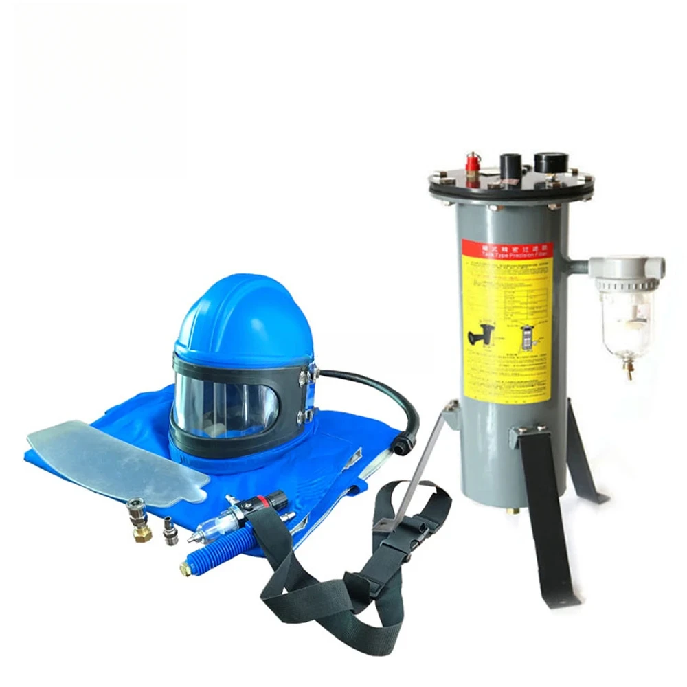 Sandstrahl-Umhanghelm mit Atemwegskontrolle und Filtersystem