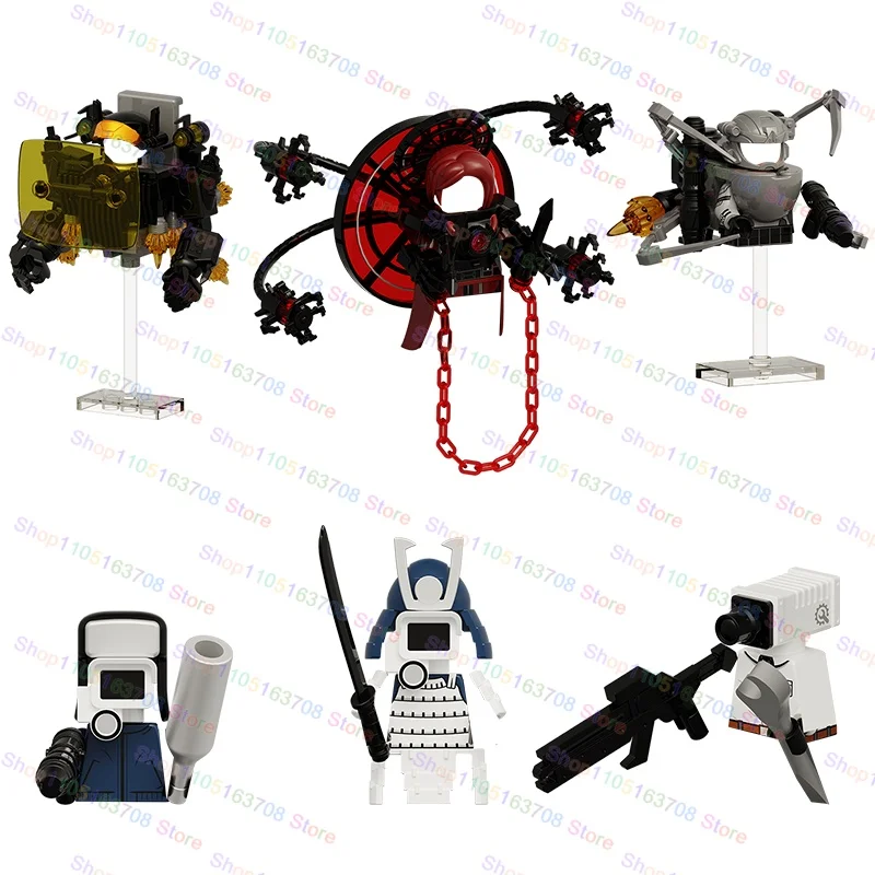 MOC Skibidi toilette homme Anime dessin animé briques poupées caméraman haut-parleur TV homme Mini Action briques blocs de construction figurines jouets