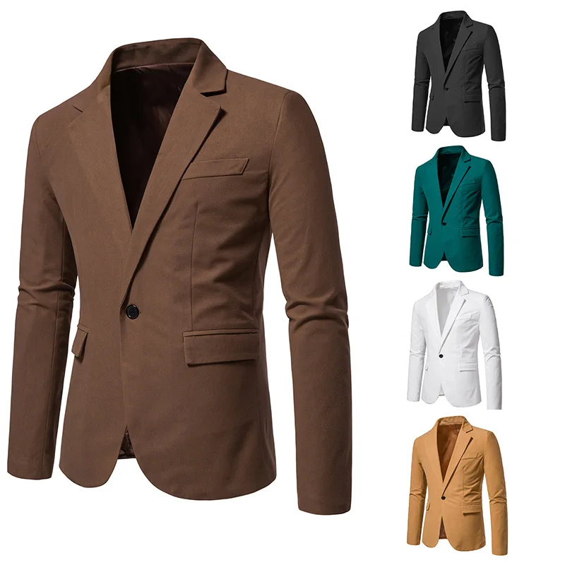 2023 New Foreign Trade Trend Europe and America V-neck Suede Single Button Jacket Suit Wedding Dress for Men