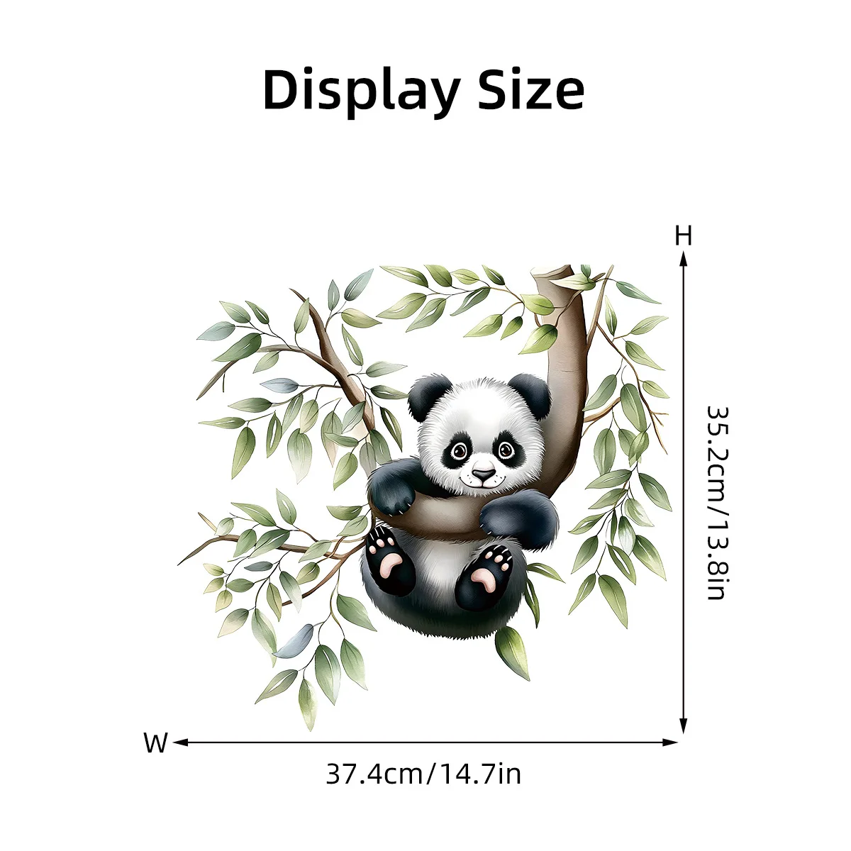 Cartoon Watercolor Cute Panda Climbing Trees Wall Stickers for Kids Room Background Bedroom Decoration Home Decor Accessories