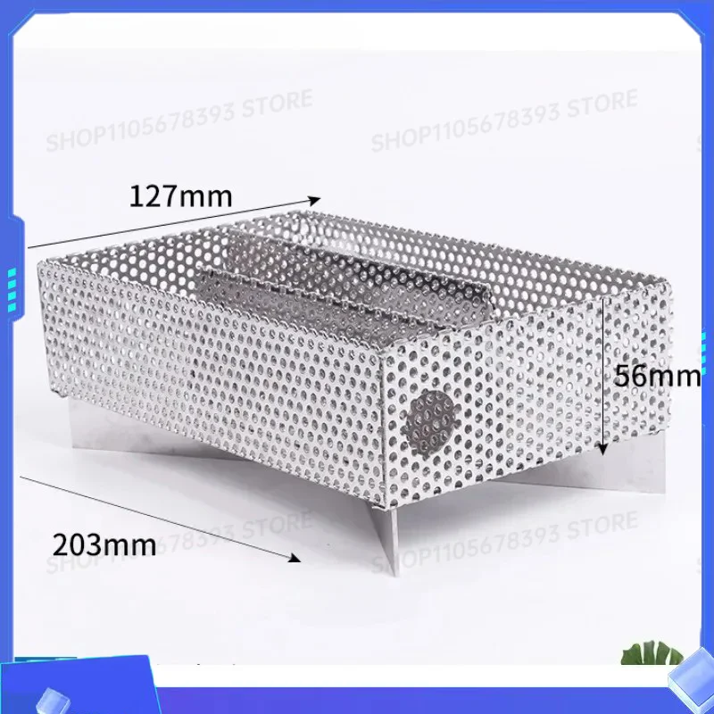 1PC 304Stainless Steel Pellet Smoker Basket Pellet Smoker Tray Heat-Resistant BBQ Smoked Net Basket Anti-slip Smoke