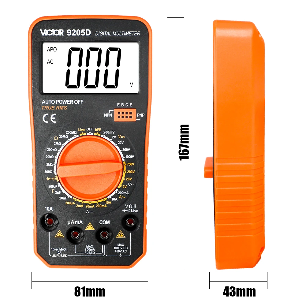 Victor 9205D Digital Multimeter Inductance 20H High Precision Capacimeter New Large Screen Auto Range Tester Electrician Tester