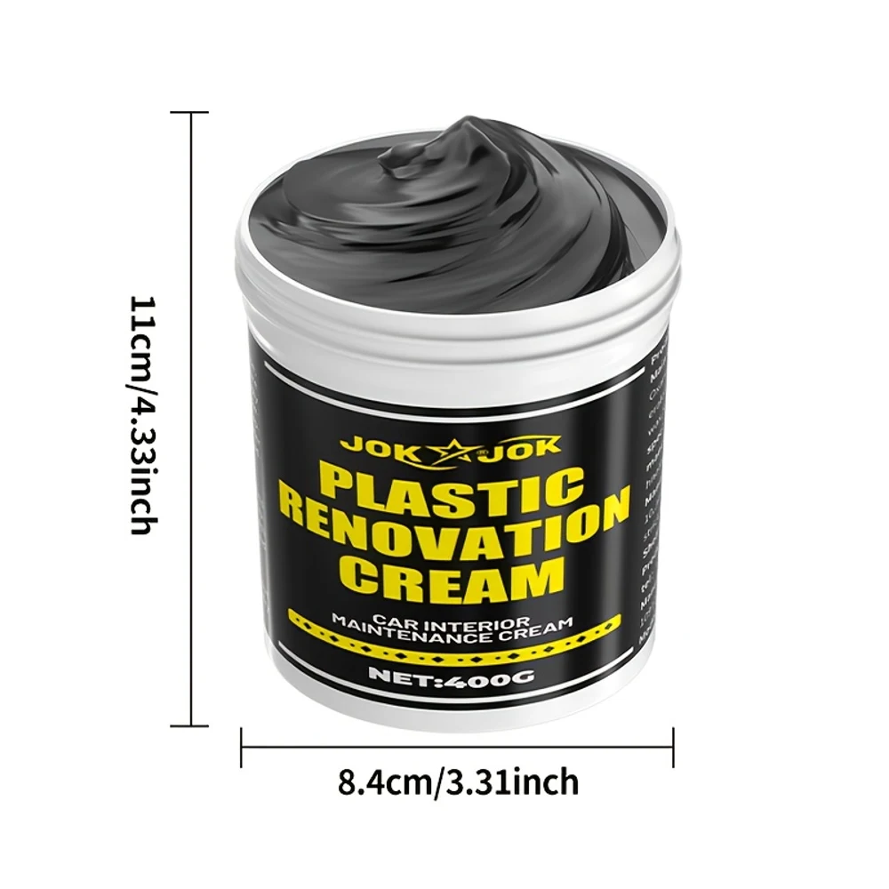 

JOKJOK 400g Heavy-Duty Plastic Restorer Kit - Double/Single-Black Formula for Car Interior/Exterior, Dashboard, Tires, Bumpers,