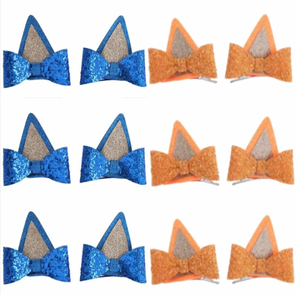 

Детская заколка для волос, принадлежности для дня рождения, синие украшения для вечеринки, милые блестящие заколки для волос с кошачьими ушками и бантом для детей, аксессуары для косплея