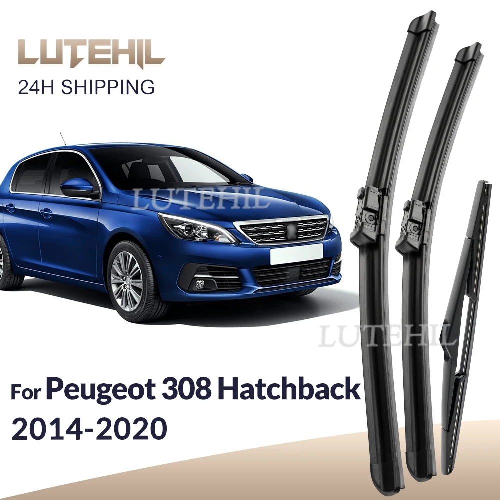 

For Peugeot 308 T9 Hatchback 2014-2020 2015 2016 Wiper Front&Rear Wiper Blades Windshield Windscreen Window Brushes 24"+18"+9"
