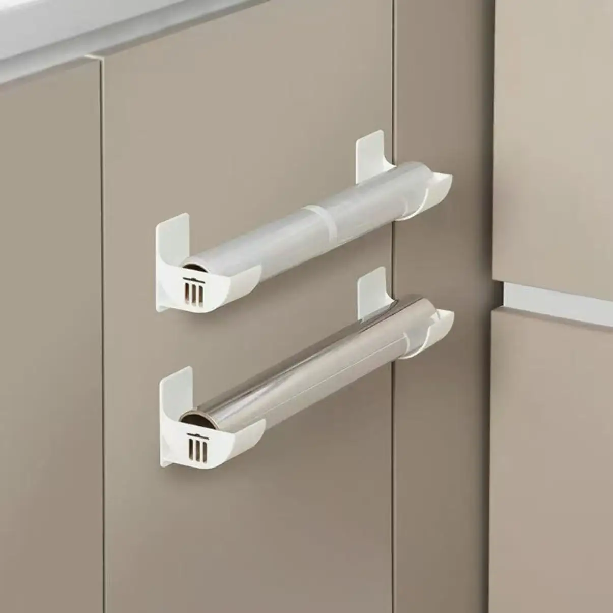 Wandmontierte Aufbewahrungsschale ohne Bohren, Küchenregal für Frischhaltefolie und Müllbeutel, Kühlschrank-Seitenregal, Badezimmer- und Schlafzimmer-Aufbewahrungsregal