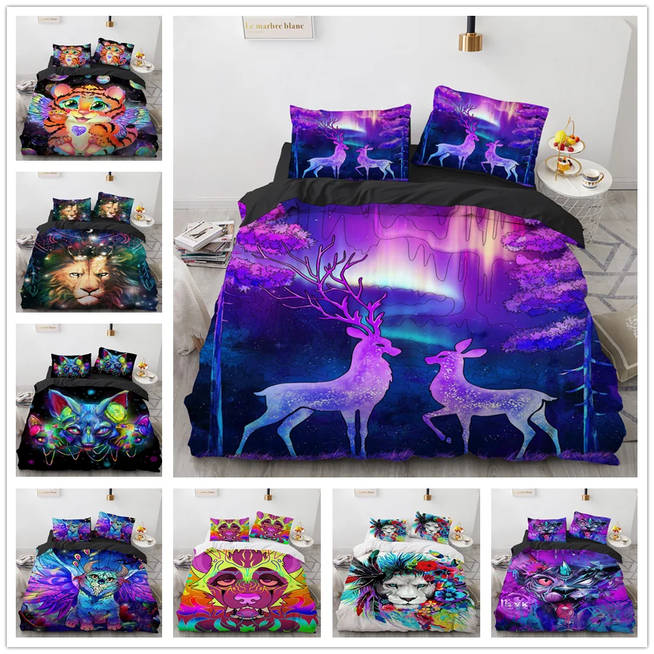 

3D Bedding Set Animal Printed Single Double Duvet Cover Set Twin Full Queen King Size Comforter Cover Set Kids Teens Quilt Cover