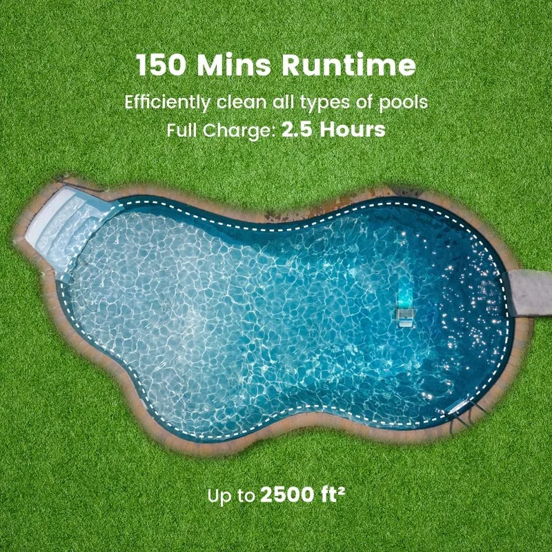 Upgrade SMOROBOT Cordless Robotic Pool Cleaners for Inground Pools,3300GPH Strong Power,150 mins Runtime