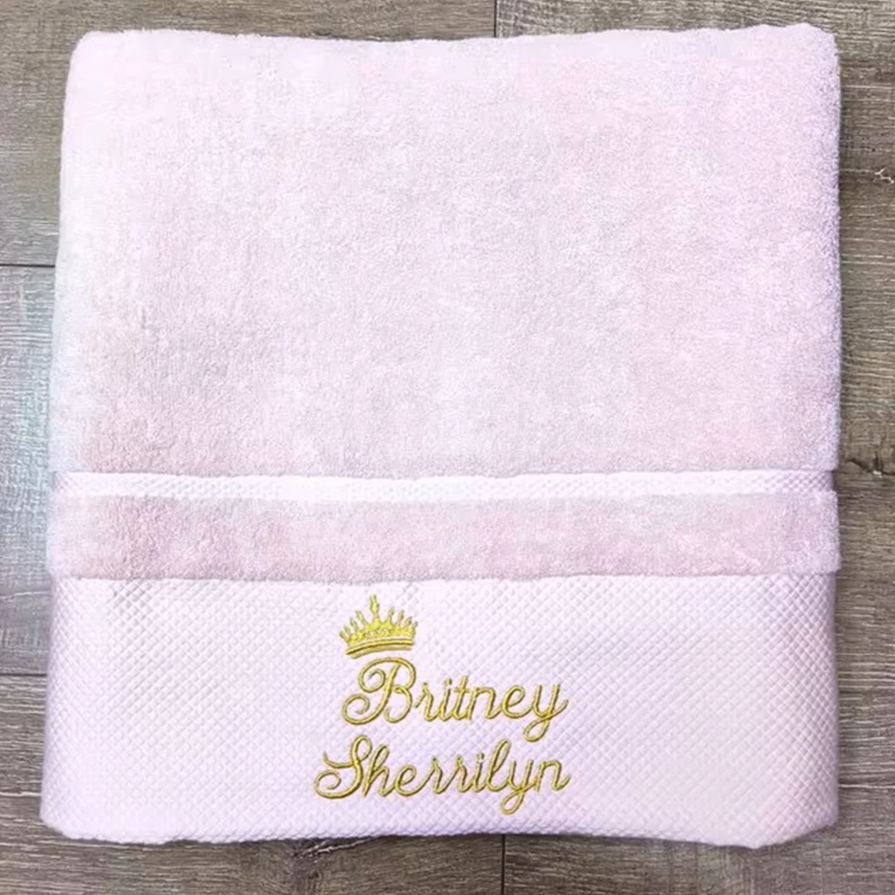 Embroidered Name Hand Towel Bath Towel Personalized Any Text Logo Wedding Party Supplies Wedding Gifts Towel Set for Guests