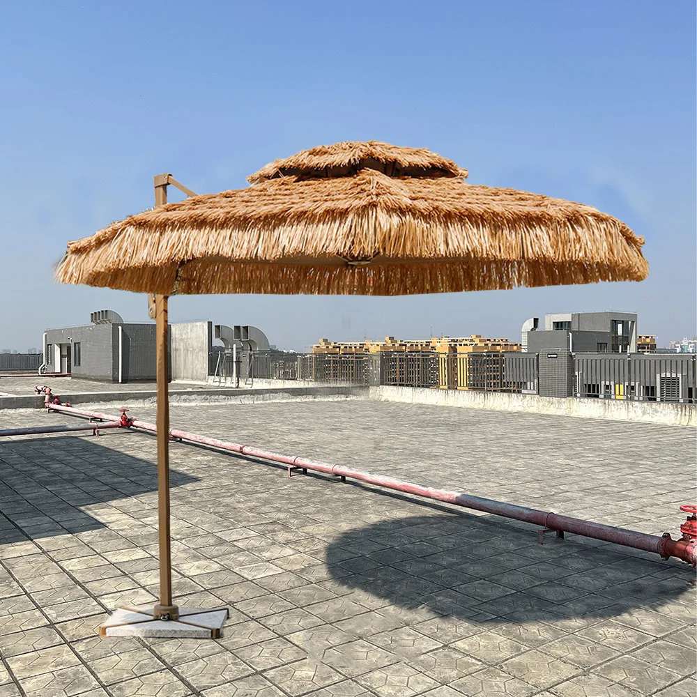 Fashion Hawaiian Waterproof Outdoor Beach Straw Parasol 3m Courtyard Sun Cafe Furniture Patio Thatch Umbrella