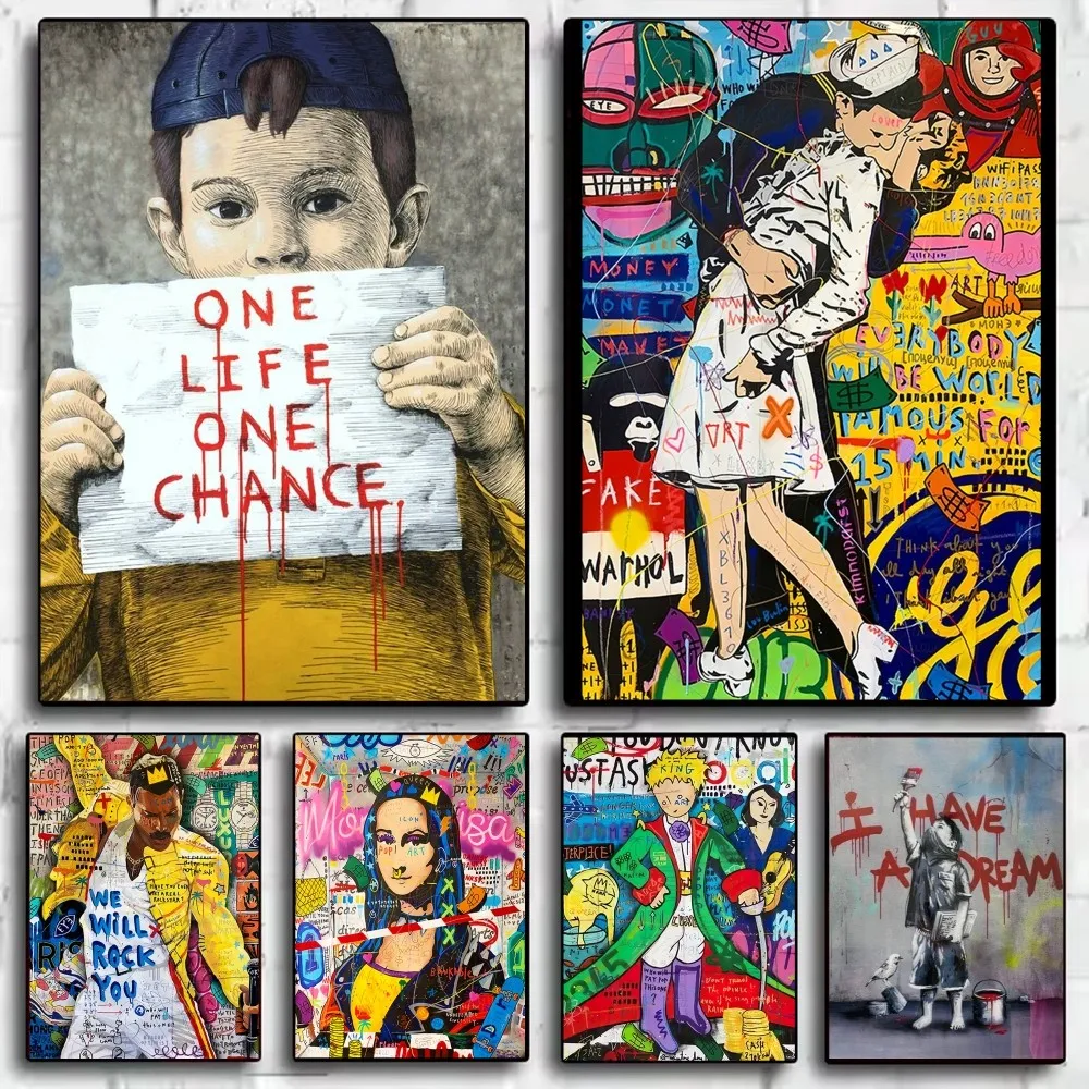 

B-Banksy Graffiti Artwork Poster HD art sticky wall waterproof home living room bedroom bar aesthetic decoration