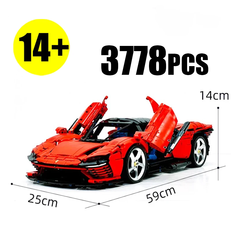 

3778PCS Technical 1:8 Red SP3 Sports Car Building Blocks MOC High-difficulty Supercar Model Assembly Toy Birthday Gifts for Boys