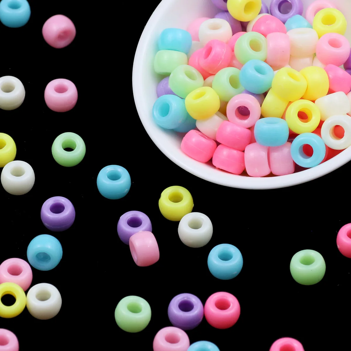 6x9mm 1000 Pcs Coloured Acrylic Pony Bead Set With Large Holes - Great For DIY Necklaces Bracelets Keychains And Craft Projects image 3