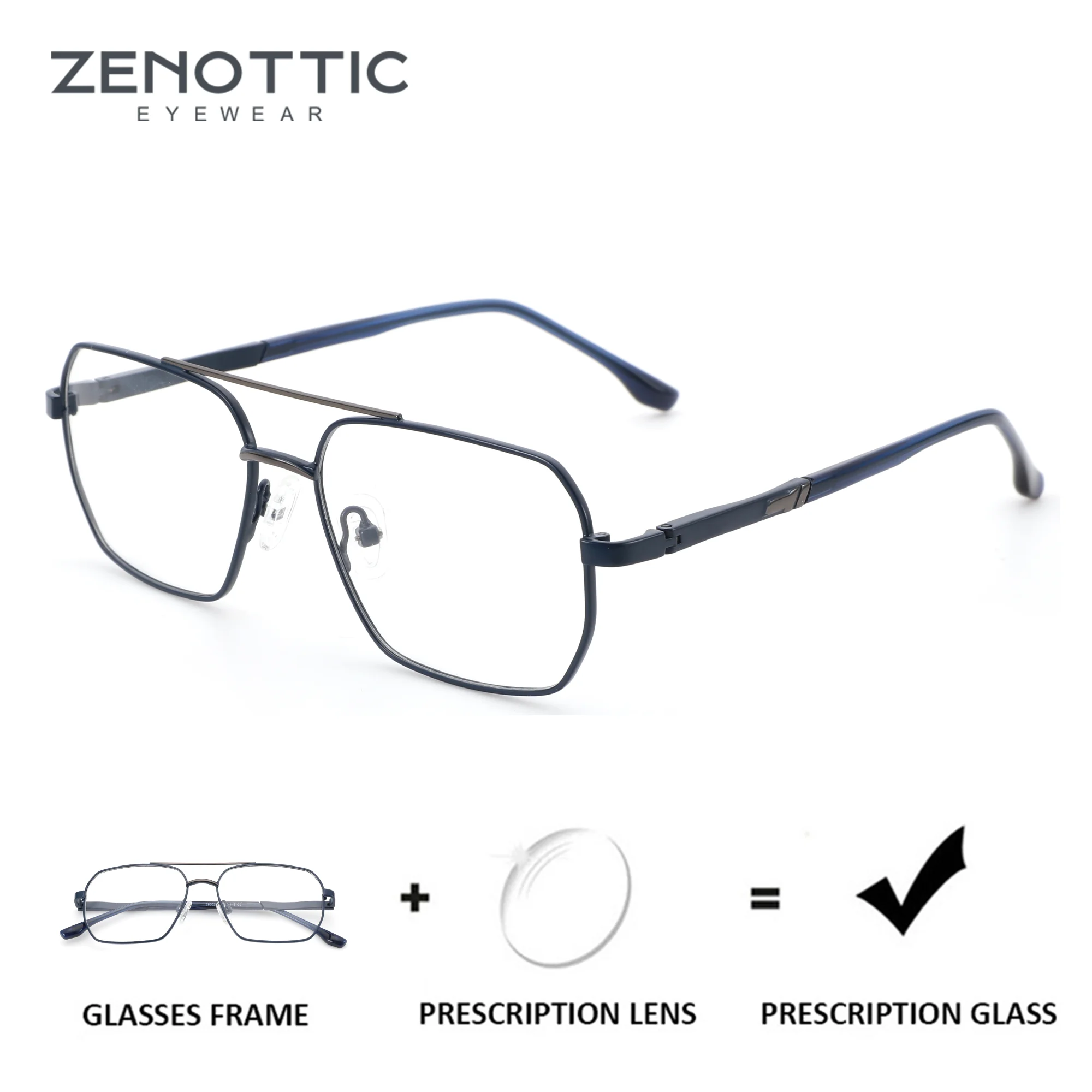 

ZENOTTIC XS Size Fashion Aviator Prescription Eyeglasses Male for High-quality Metal Photochromic Pilot Optical Glasses Man