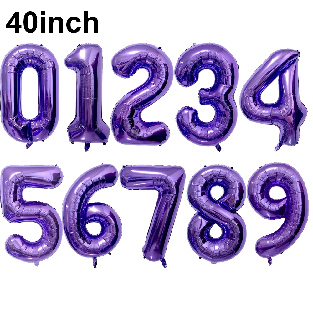 بالونات عيد ميلاد أرجوانية عملاقة 40 بوصة 0-9 أرقام بالونات لرقم الفراشة الأرجوانية وحفلات أعياد الميلاد وحفلات استقبال المولود الجديد #2