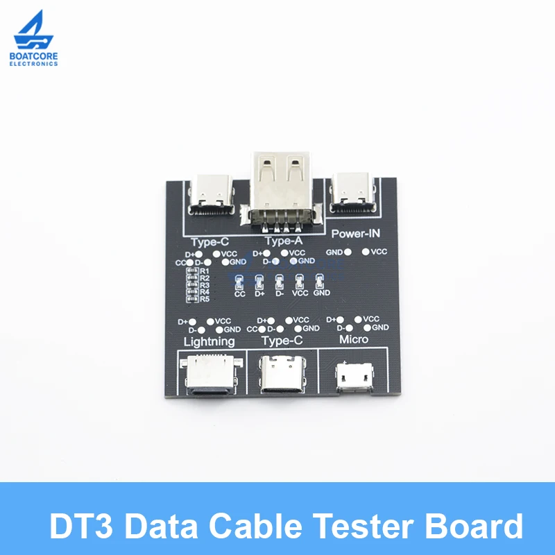 1PCS DT3 Data Cable Detection Board Type-C Micro USB C Cable Tester Short Circuit On Off Switching Diagnose Tool for iOS Android