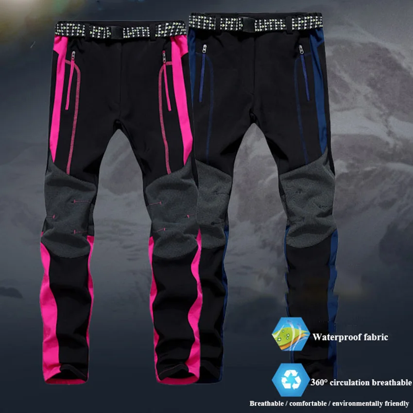 NUONEKO Womens Winter Fleece Softshell Pants Outdoor Sport Thermal Fishing Skiing Camping Hiking Trousers Waterproof Pants PM26