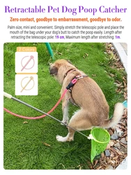 Pet Dog Poop Catcher with Bag Metal Foldable Long Handle Portable Lightweight No Touch Dog Pooper Collector Cleaner Tool Outdoor