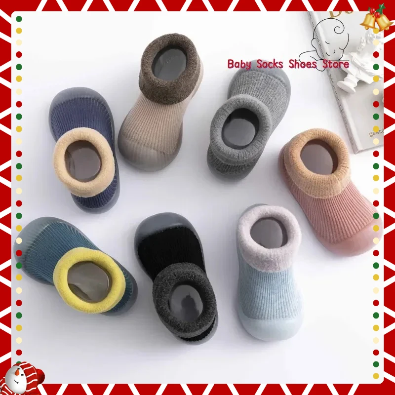 

Cute Autumn Winter New Baby Walking Shoes Children's Socks Shoes Non-slip Soft Bottom Snow Padded Warm Baby Toddler High-top