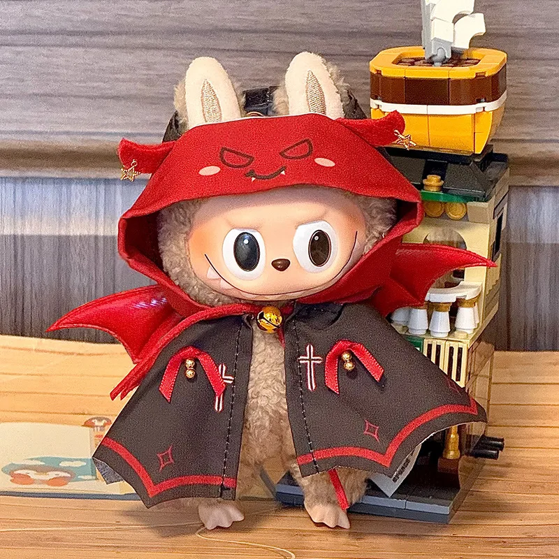 

For Labubu Doll Black Demon Cloak Clothes Cross Angel Pumpkin Halloween Decoration Clothing Sitting Party Game Toys Accessories
