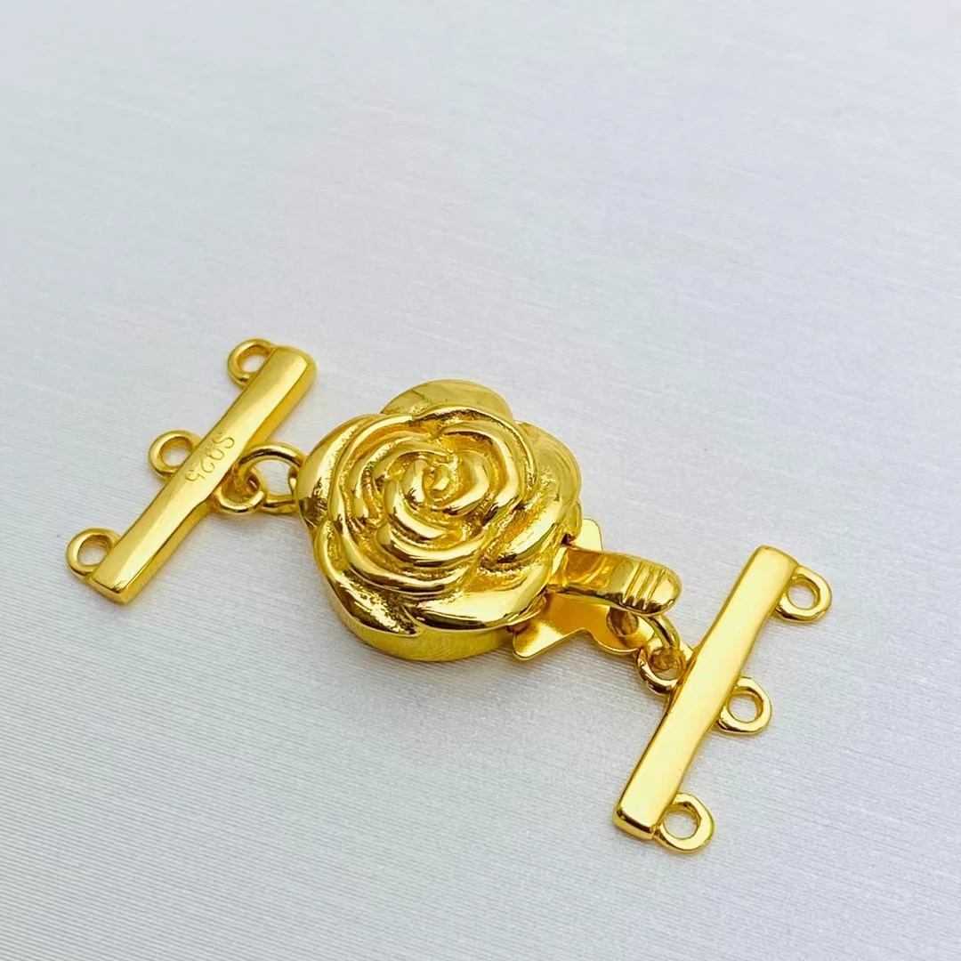 

Wholesale DIY Three Rows 925 Sterling Silver Necklace Bracelet Clasp Hook Accessories for 5-7mm Pearls 5pcs/lot