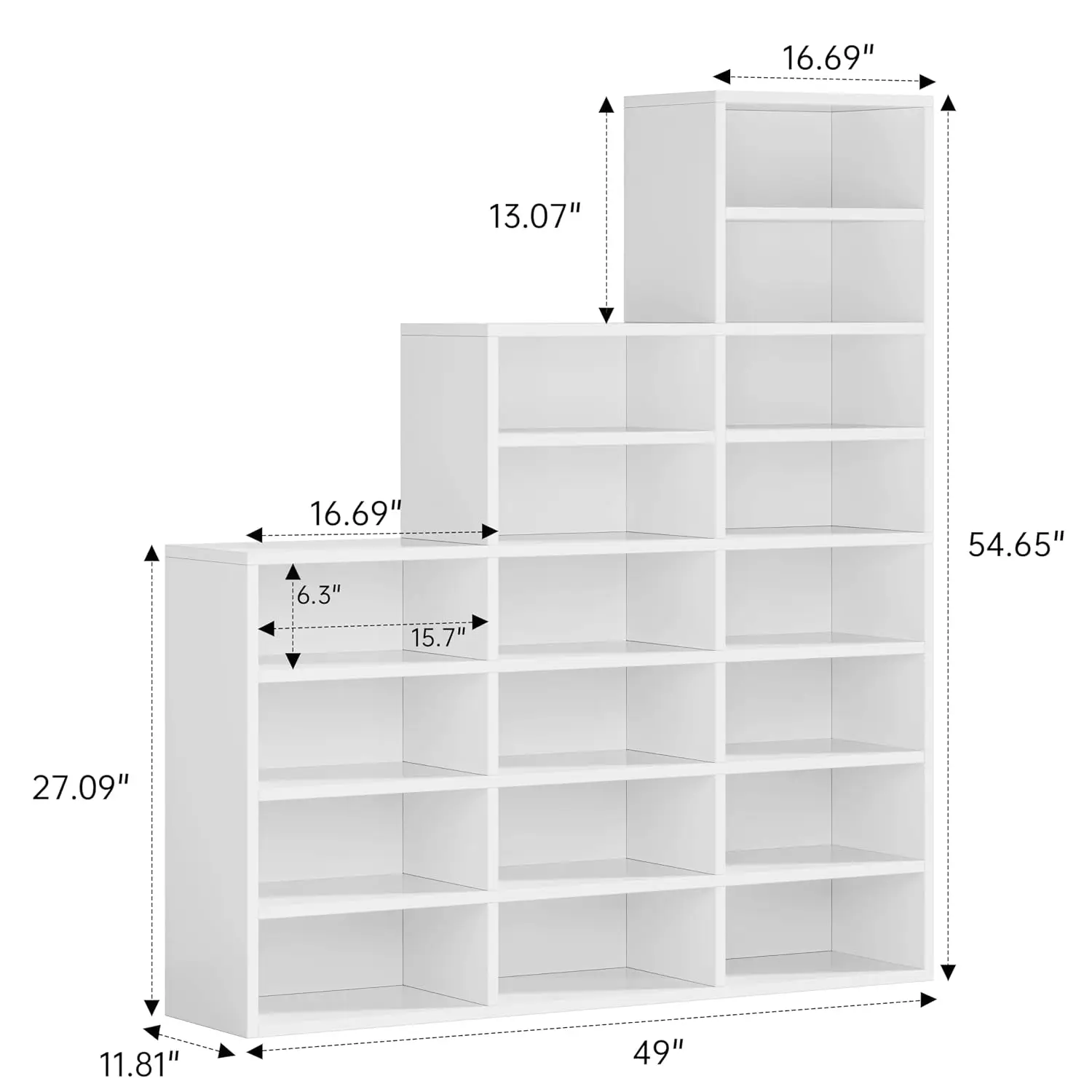 Reversible 21-Tier 42-Pair Wooden Shoe Rack, 55'' Tall Freestanding Storage Shelf with Open Organizer for Entryway & Closet, Cus