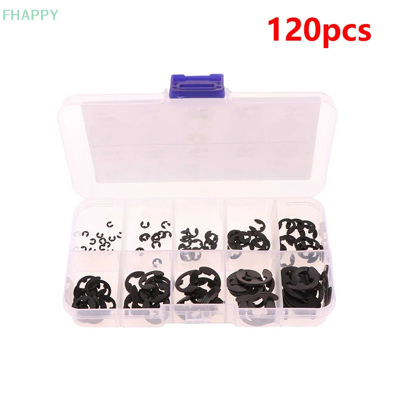 120Pcs M1.5-M10 304 Stainless Steel E Type Clip Washer Assortment Kit Circlip Snap Retaining Rings For Shaft Fastener