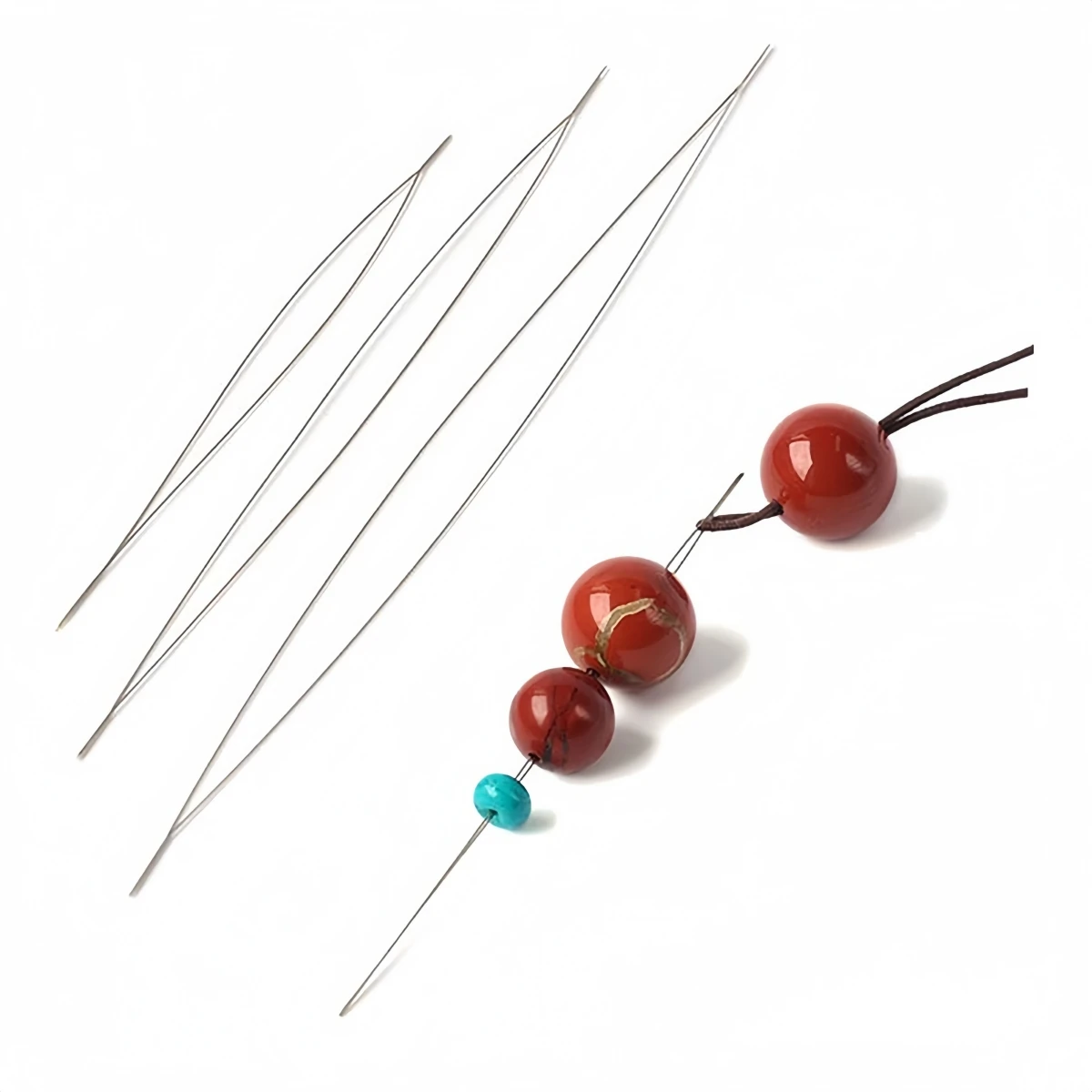 5 Stück/Set Große Öhrchen-Perlenfädelnadeln aus Edelstahl, Selbstfädelnde Nadeln für DIY Handarbeiten und Ornamentherstellung – Detail 9