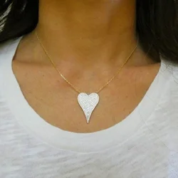 Extra Big Heart Necklace 100% 925 Sterling Silver Micro Paved 5A CZ Classic Fashion High Quality Women Jewelry