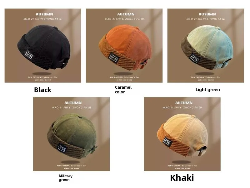 Y2K Vintage Beanie Mütze ohne Visier Docker Brimless Hüte Retro Dome Cord für Männer Frauen Hip Hop Streetwear Winter Herbst Cap – Detail 4