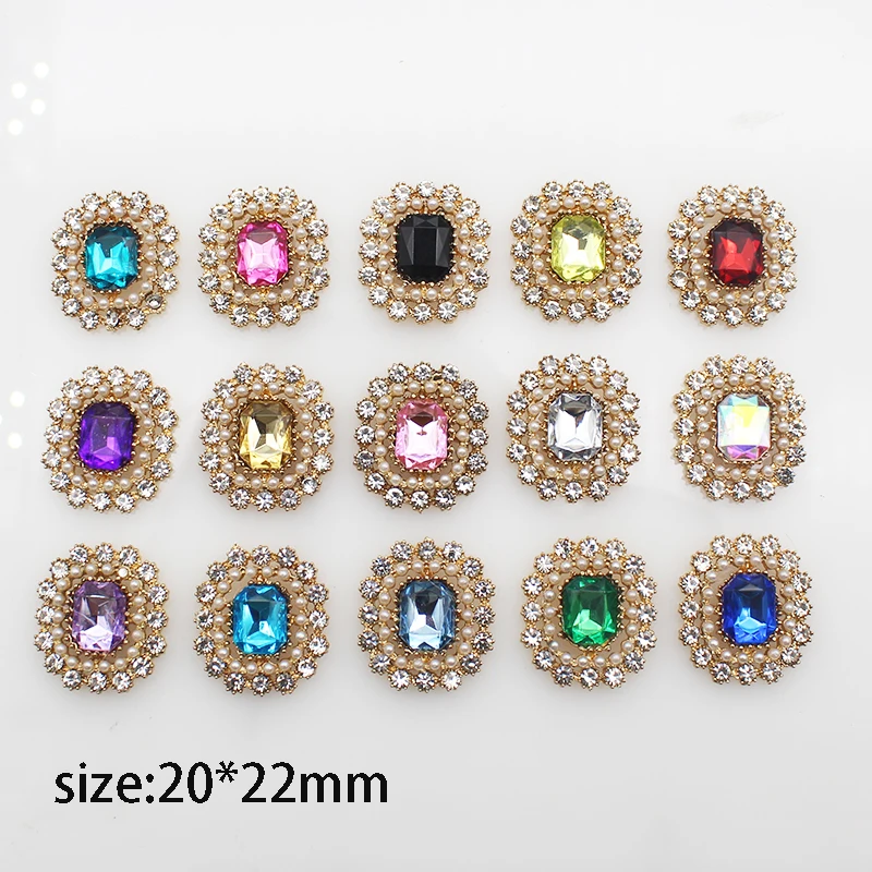 10pcs 20 * 22mm Metal Alloy Rectangular Rhinestones Diy Jewelry Wedding Gift Packaging Accessories