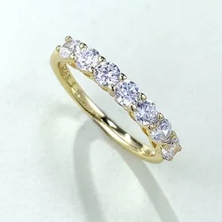 18K Gold Eternity Lab Diamond Ring 100% Real 925 Sterling Silver Party Wedding Band Rings for Women Bridal Engagement Jewelry