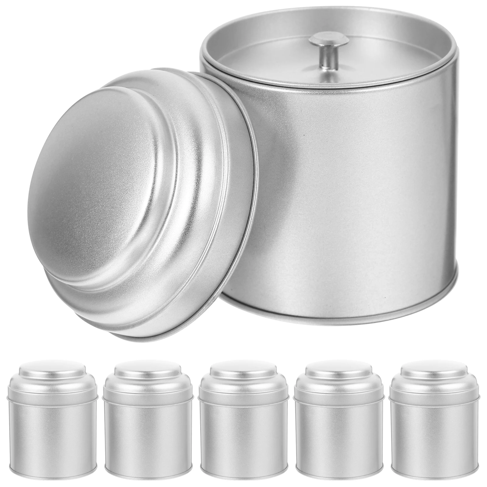 

6Pcs Food Storage Container Tinplate Canister with Tight Seal Lid Reusable Jar for Tea Leaves Coffee Beans Household