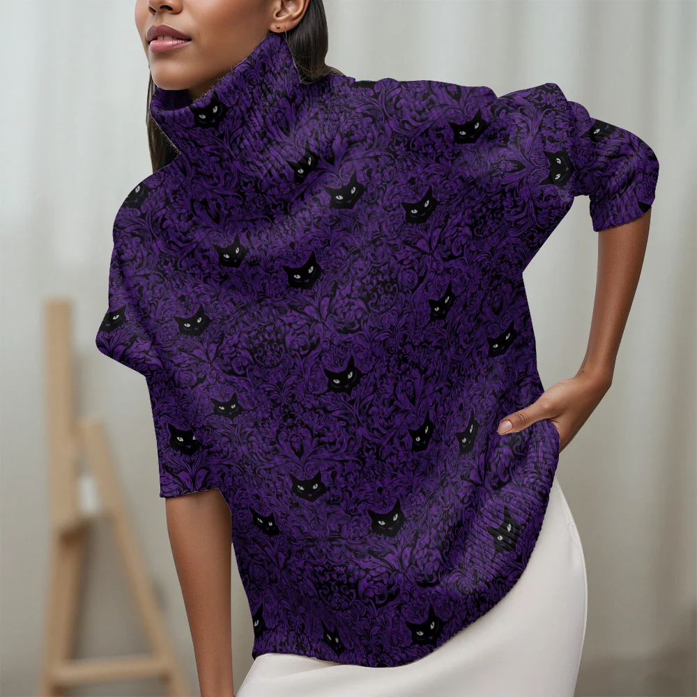 

Водолазка с длинными рукавами и черепом розы, праздничный повседневный женский свитер, новинка 2025 года, женский свитер с высоким воротником