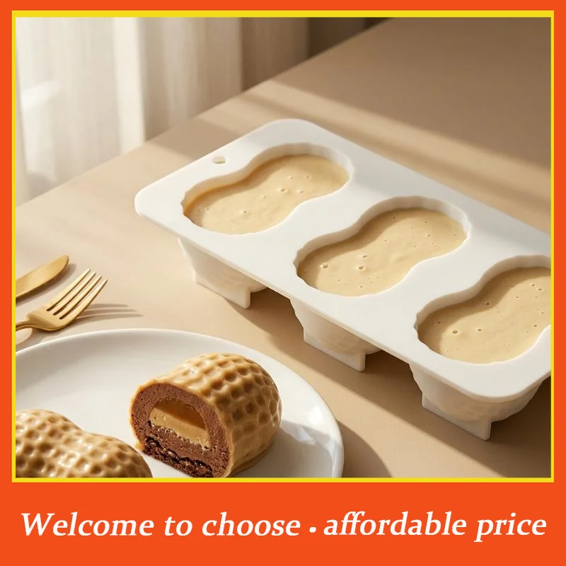 **3-Cell Peanut Design Silicone Chocolate Mold Food Grade Kitchen Dessert Bakeware French Mousse Cake Mould Pastry Tools'