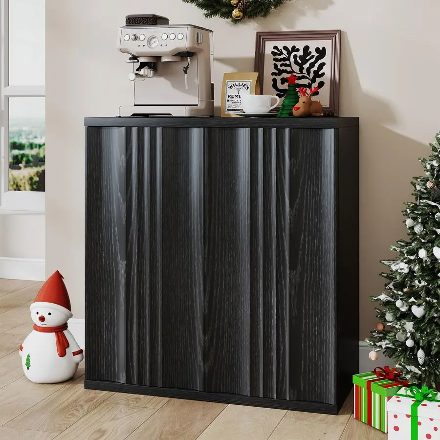 

31.5 Buffet Cabinet with Storage for Living Room, Fluted Sideboard with Adjustable Shelves amp PressSpring Doors, Modern Coffee