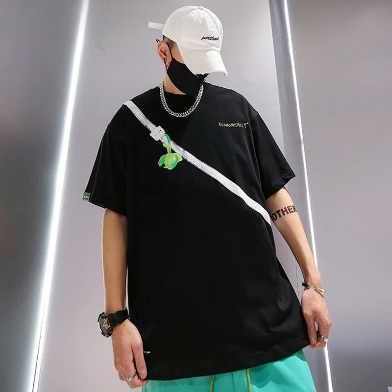 Mens T Shirt American Graffiti Print Cotton Tee Harajuku Unisex Oversized Drop Shoulder Casual Streetwear Couple Fashion Trend