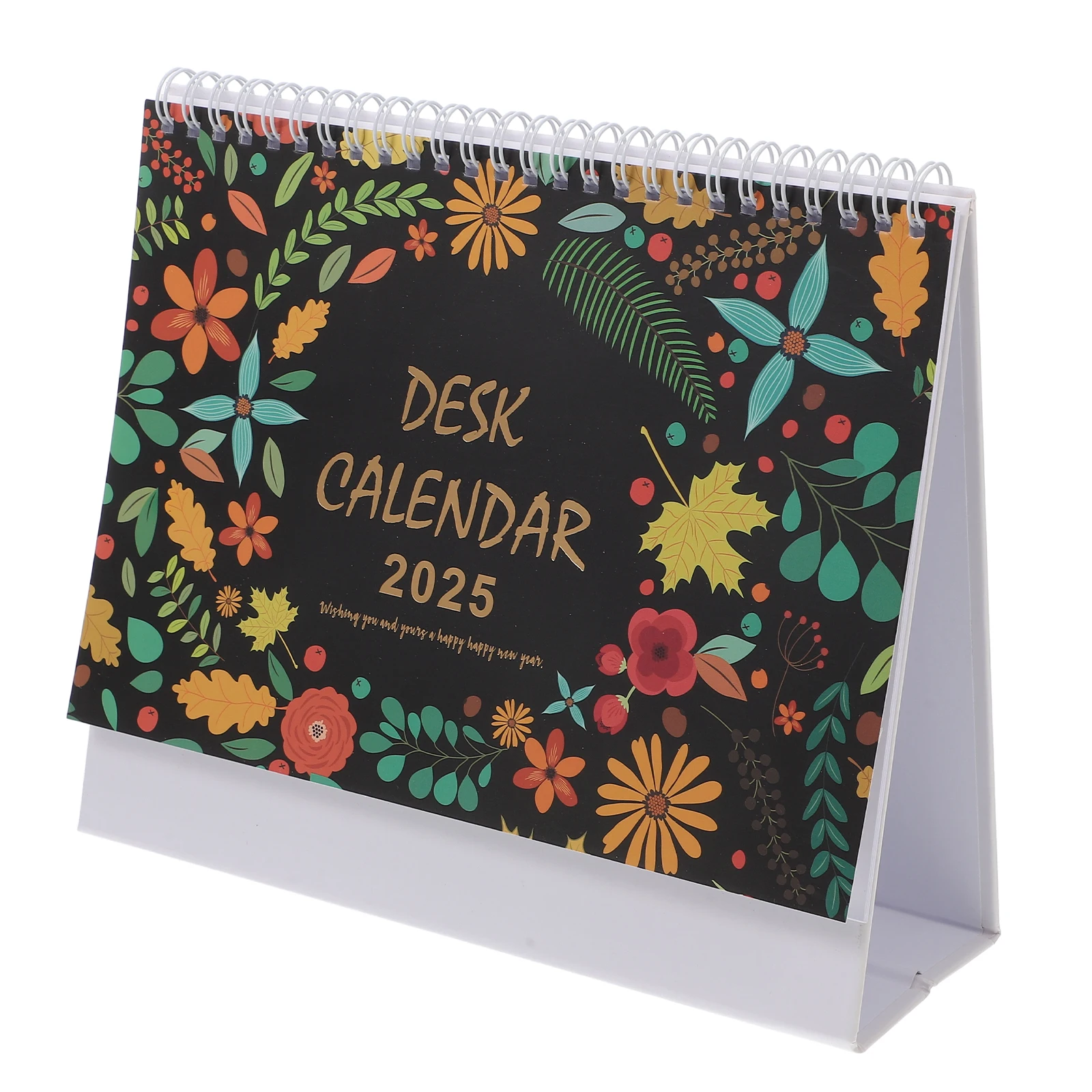 

2025 Monthly Desktop Calendar Spiral Binding Large Writing Space Elegant Design Office Desk Planner Academic Year