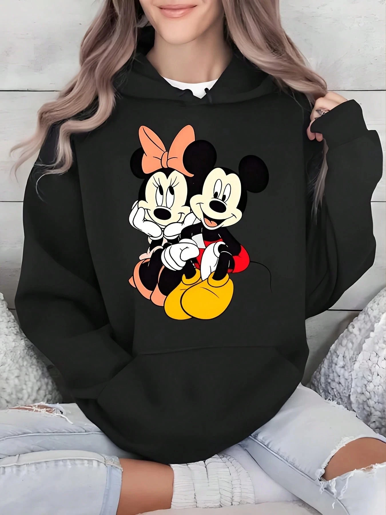

Женская толстовка с капюшоном Disney «Микки и Минни Маус» — осенне-зимняя флисовая толстовка унисекс с капюшоном на каждый день для улицы на любой случай