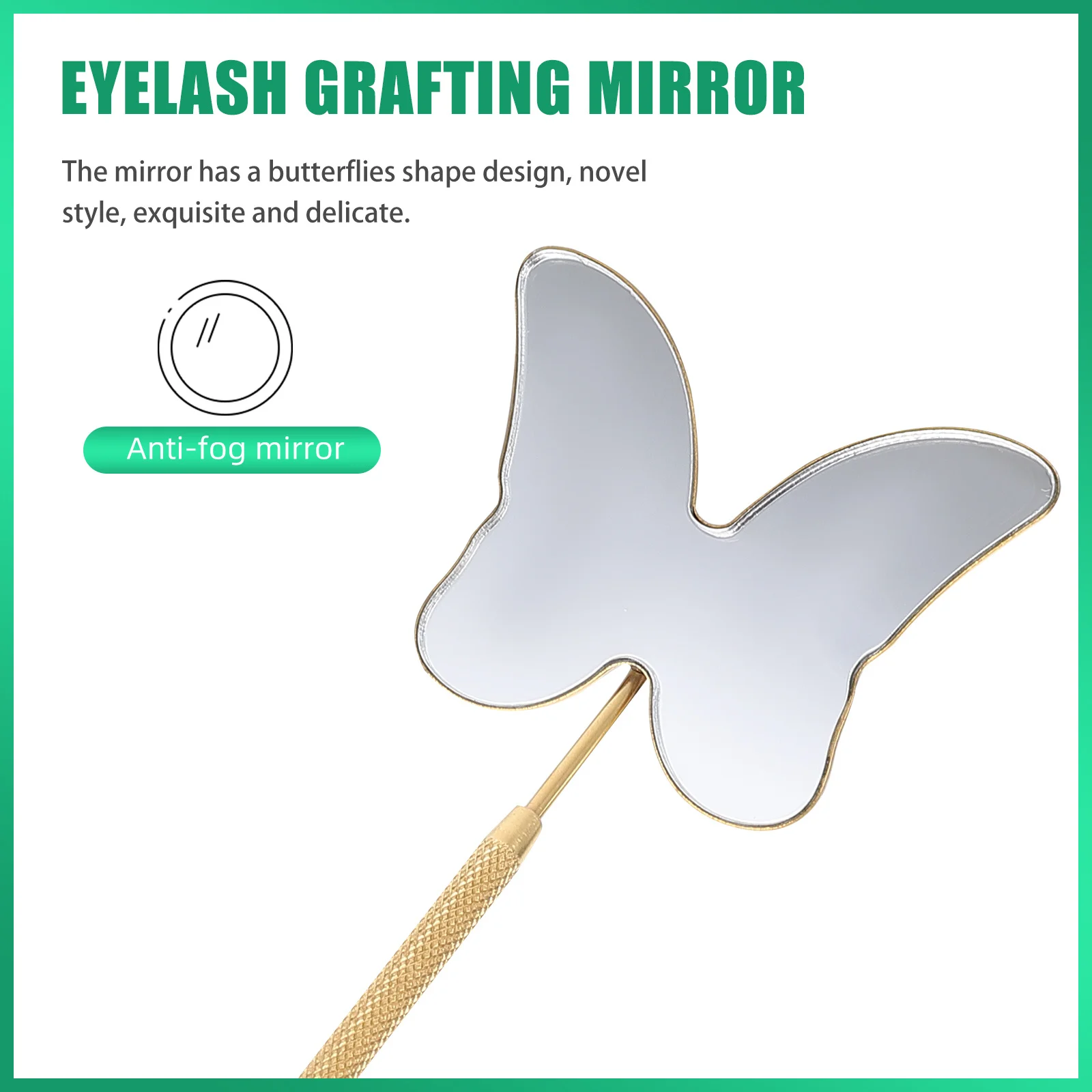 رمش الفولاذ المقاوم للصدأ شكل فراشة عدم الانزلاق مقبض لاش تمديد مرآة القابلة للإزالة المحمولة صالون رمش تحقق مرآة #6