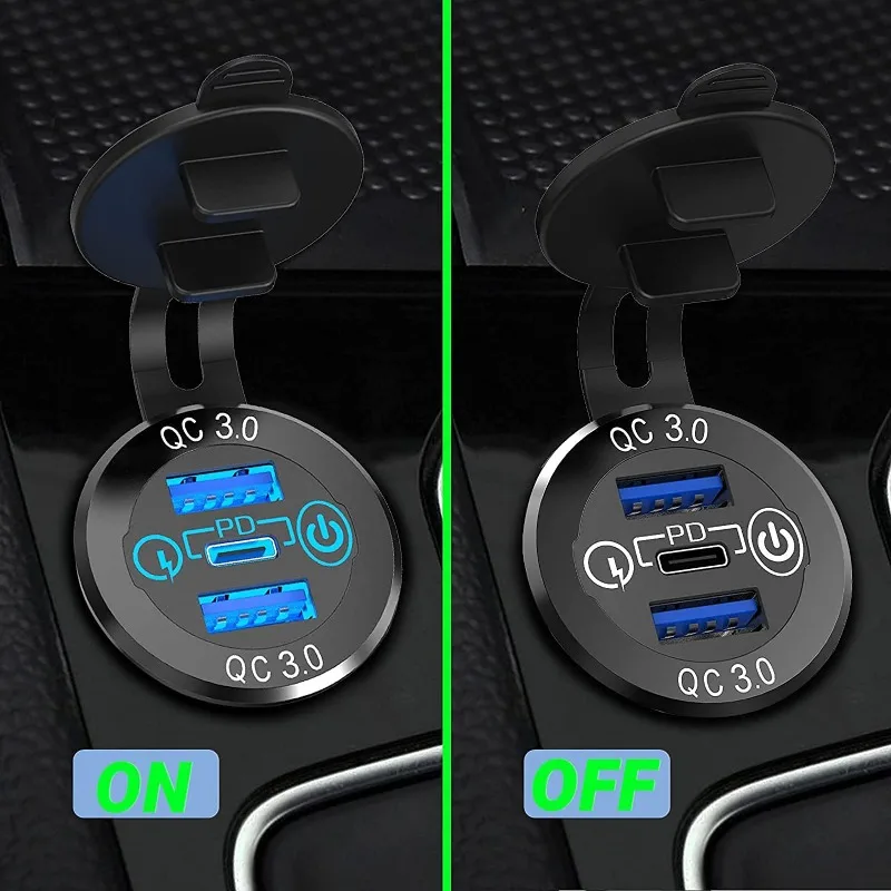 ベストセラー-3ポートusb-アルミ製カーチャージャー-デジタルディスプレイ搭載-rv・車用