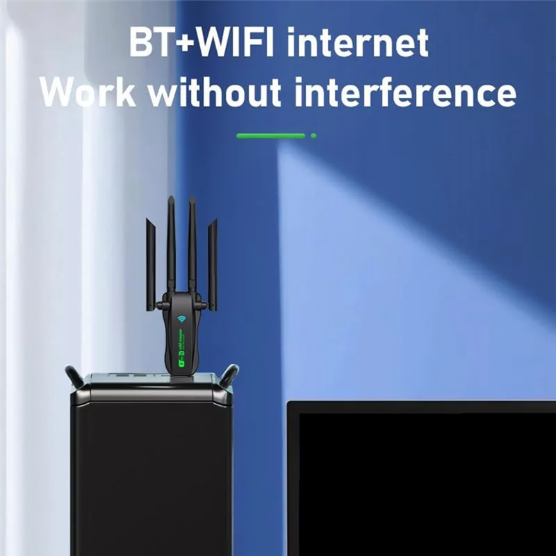 Exquisite Workmanshipp-New USB Network Card 1300M Bluetooth 5.0 2-In-1 Computer 2.4G 5GHZ Wireless Wifi Receiver 2.4G Dual-Band