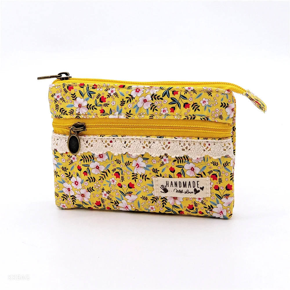 Floral Card Holder Exquisite Multi-Layer Wallet Female Coin Pouch Romantic Canvas Change Bag For Women Bag Relatives